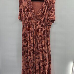 Isabel Maternity by Ingrid & Isabel Salmon Short-Sleeved V-Neck Maxi Dress XXL
